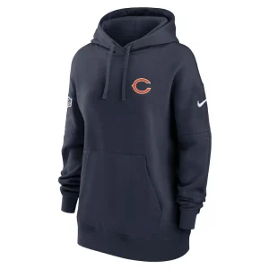 Chicago bears nike womens 2023 sideline club fleece pullover hoodie Navy S