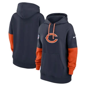 Chicago bears nike womens 2024 sideline essential fleece pullover hoodie Navy