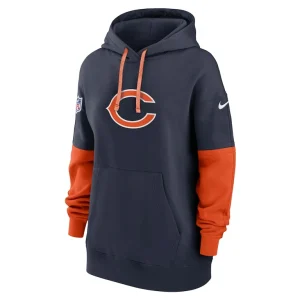Chicago bears nike womens 2024 sideline essential fleece pullover hoodie Navy S