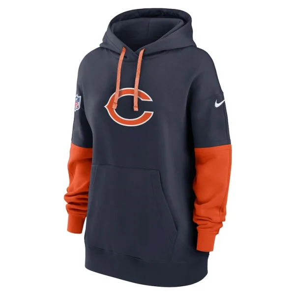Chicago bears nike womens 2024 sideline essential fleece pullover hoodie Navy S