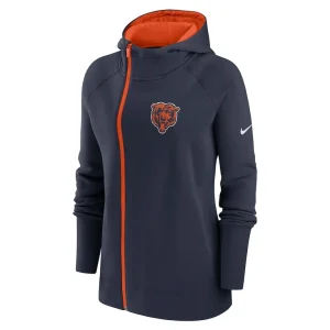 Chicago bears nike womens asymmetrical raglan full zip hoodie Navy S