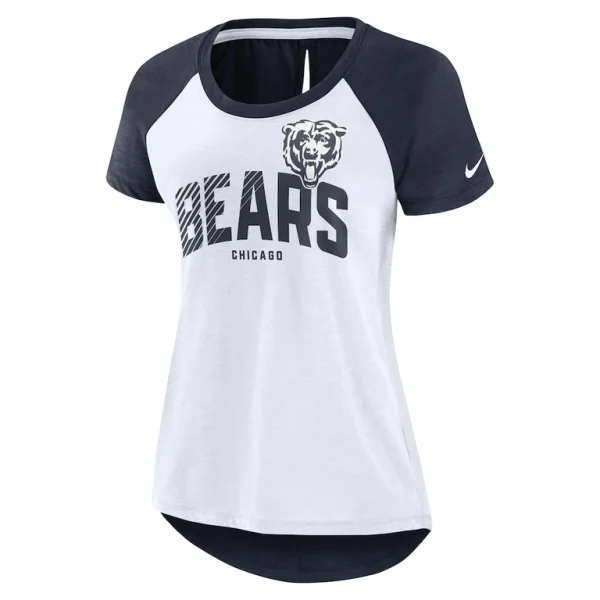 Chicago bears nike womens back slit lightweight fashion t shirt Whiteheather scarlet S