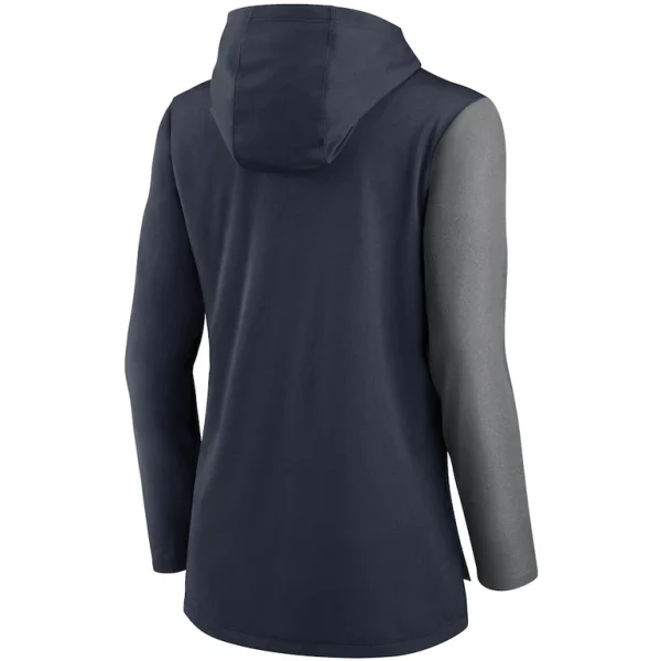 Chicago bears nike womens chevron hoodie performance long sleeve t shirt Navyheathered charcoal M