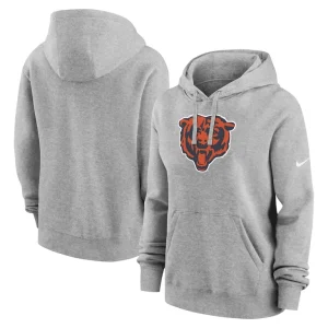 Chicago bears nike womens club fleece pullover hoodie Heather gray