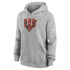 Chicago bears nike womens club fleece pullover hoodie Heather gray S
