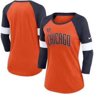 Chicago bears nike womens football pride raglan 34 sleeve t shirt Heather orangeheather navy