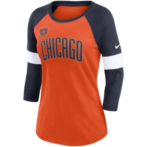 Chicago bears nike womens football pride raglan 34 sleeve t shirt Heather orangeheather navy S