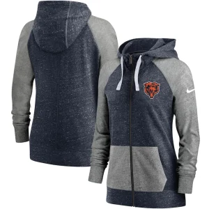 Chicago bears nike womens gym vintage full zip hoodie Heathered navy