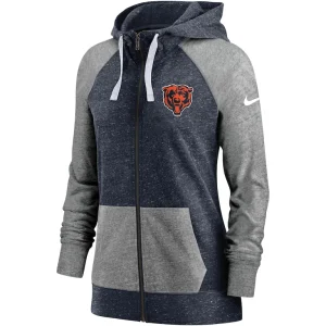 Chicago bears nike womens gym vintage full zip hoodie Heathered navy S