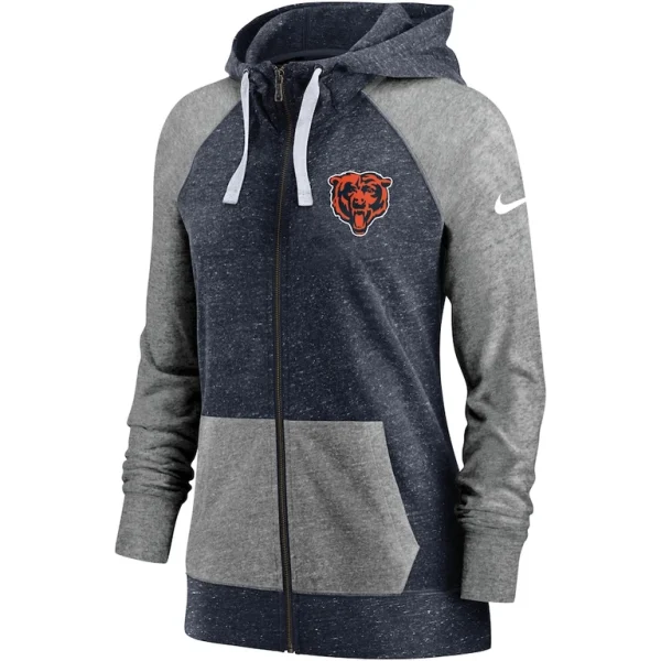 Chicago bears nike womens gym vintage full zip hoodie Heathered navy S