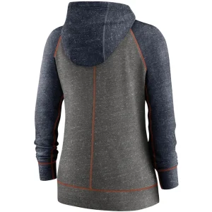 Chicago bears nike womens gym vintage raglan full zip hoodie Heathered charcoalnavy M
