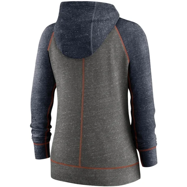 Chicago bears nike womens gym vintage raglan full zip hoodie Heathered charcoalnavy M