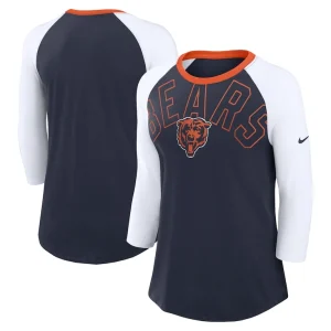 Chicago bears nike womens knockout arch raglan tri blend 34 sleeve t shirt Navywhite