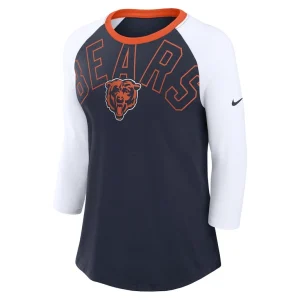 Chicago bears nike womens knockout arch raglan tri blend 34 sleeve t shirt Navywhite S