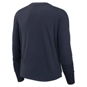 Chicago bears nike womens layered logo cropped long sleeve fashion t shirt Navy M