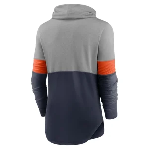 Chicago bears nike womens light impact lock up cowl neck long sleeve t shirt Navyheathered charcoal M