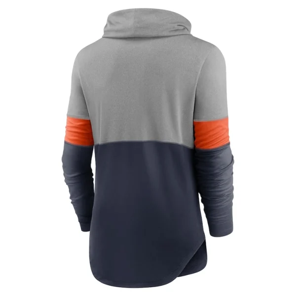 Chicago bears nike womens light impact lock up cowl neck long sleeve t shirt Navyheathered charcoal M