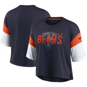 Chicago bears nike womens nickname tri blend performance crop top Navywhite