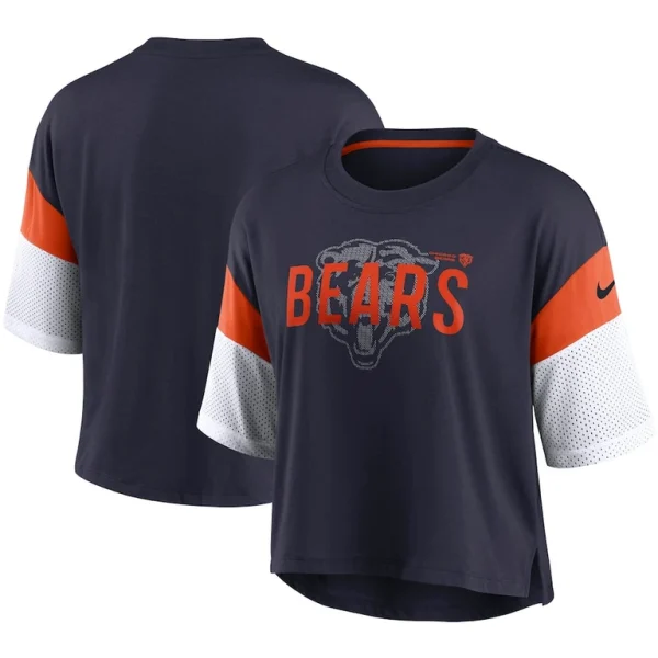 Chicago bears nike womens nickname tri blend performance crop top Navywhite
