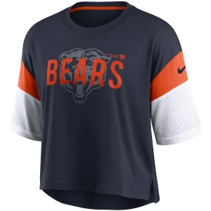 Chicago bears nike womens nickname tri blend performance crop top Navywhite S