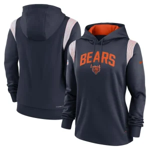 Chicago bears nike womens sideline stack performance pullover hoodie Navy