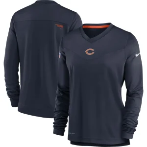 Chicago bears nike womens top coach performance v neck long sleeve t shirt Navy