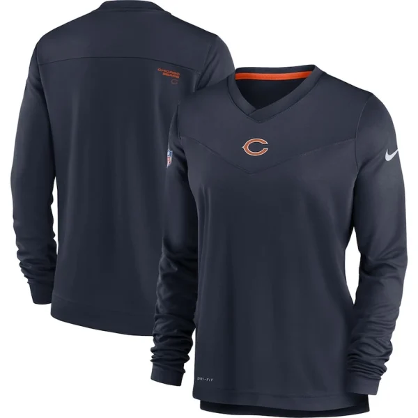 Chicago bears nike womens top coach performance v neck long sleeve t shirt Navy