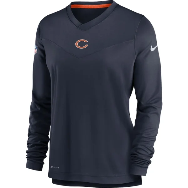 Chicago bears nike womens top coach performance v neck long sleeve t shirt Navy S