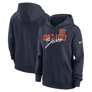 Chicago bears nike womens wordmark club fleece pullover hoodie Navy