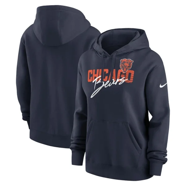 Chicago bears nike womens wordmark club fleece pullover hoodie Navy