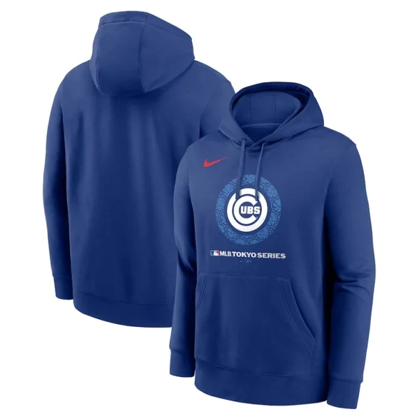 Chicago cubs nike 2025 mlb world tour tokyo series logo club fleece pullover hoodie Royal