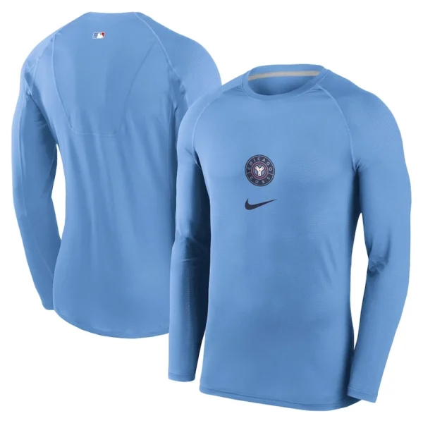 Chicago cubs nike city connect base layer raglan long sleeve performance t shirt Blue