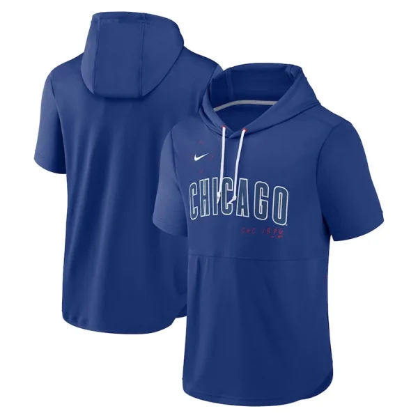 Chicago cubs nike springer short sleeve team pullover hoodie Royal
