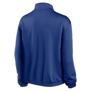 Chicago cubs nike womens rewind splice half zip semi cropped bubble hem sweatshirt Royal M