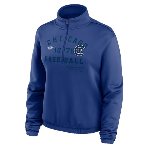 Chicago cubs nike womens rewind splice half zip semi cropped bubble hem sweatshirt Royal S