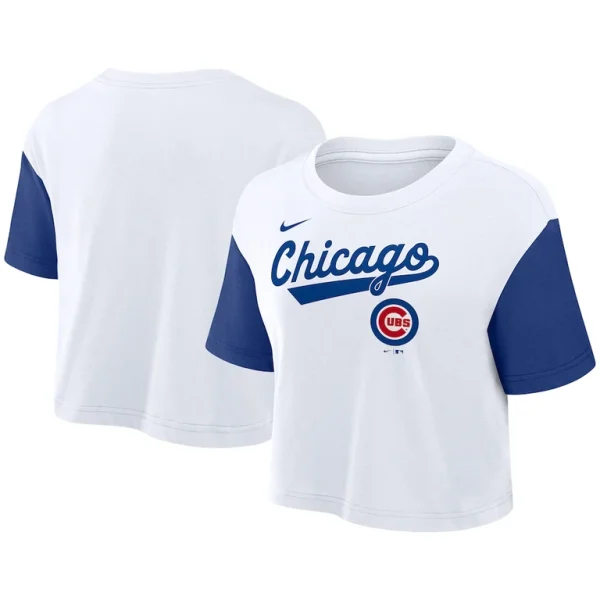 Chicago cubs nike womens script cropped performance t shirt Whiteroyal