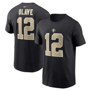 Chris olave new orleans saints nike player name number t shirt Black