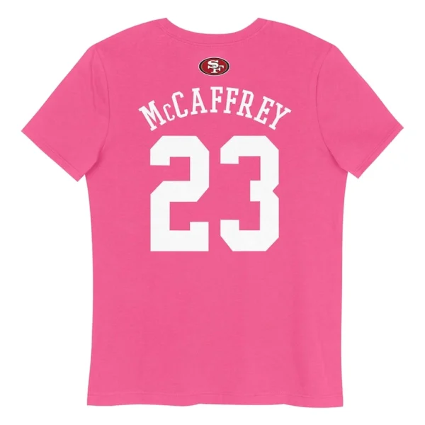 Christian mccaffrey san francisco 49ers girls youth player name number t shirt Pink Yth L