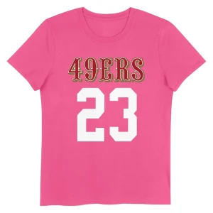 Christian mccaffrey san francisco 49ers girls youth player name number t shirt Pink Yth M