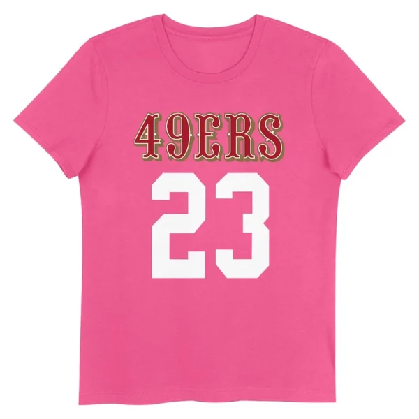 Christian mccaffrey san francisco 49ers girls youth player name number t shirt Pink Yth M