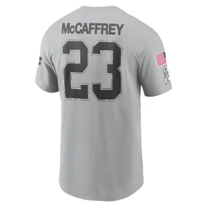 Christian mccaffrey san francisco 49ers nike 2024 salute to service name number t shirt Gray L