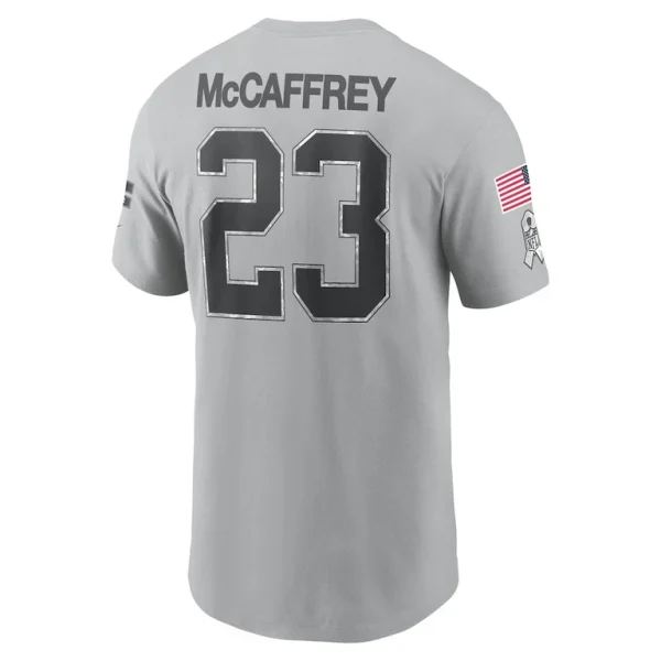 Christian mccaffrey san francisco 49ers nike 2024 salute to service name number t shirt Gray L