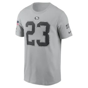 Christian mccaffrey san francisco 49ers nike 2024 salute to service name number t shirt Gray M