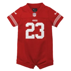 Christian mccaffrey san francisco 49ers nike newborn infant game romper jersey Scarlet 3 6 MO