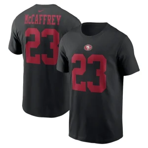 Christian mccaffrey san francisco 49ers nike player name number t shirt Black