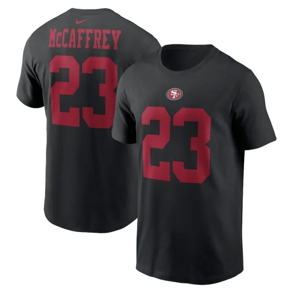 Christian mccaffrey san francisco 49ers nike player name number t shirt Black