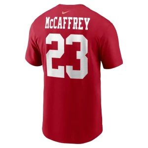 Christian mccaffrey san francisco 49ers nike player name number t shirt Scarlet L