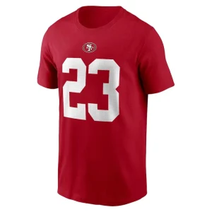 Christian mccaffrey san francisco 49ers nike player name number t shirt Scarlet M
