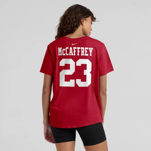 Christian mccaffrey san francisco 49ers nike womens player name number t shirt Scarlet 2XL