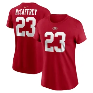 Christian mccaffrey san francisco 49ers nike womens player name number t shirt Scarlet